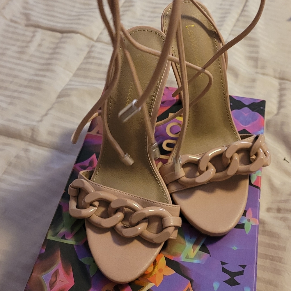 Nude wrap around heels